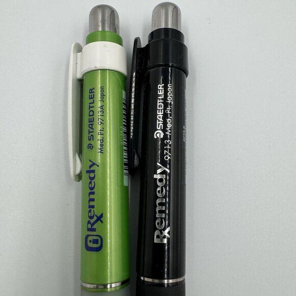 Lot of 2 Staedtler Black Green Remedy 9713 9713A Ballpoint Pen Vintage - Picture 2 of 2